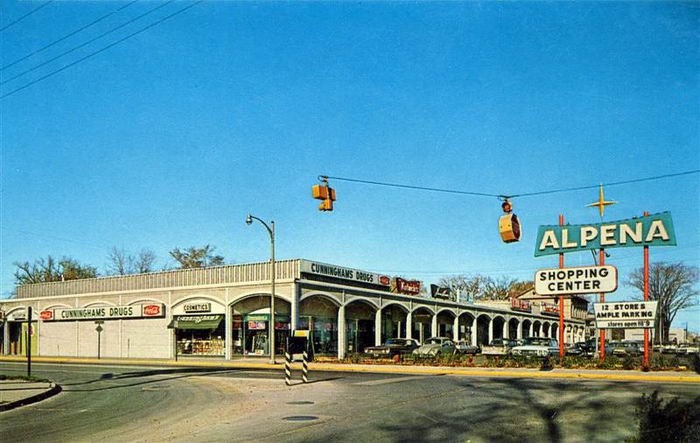 Alpena Shopping Center (Harborside Center) - 1963 Postcard Photo